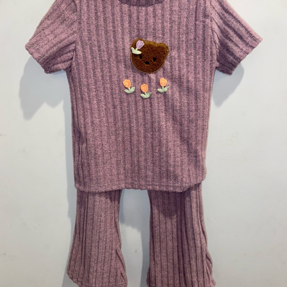 Cozy Purple Kids Set with Bear Design